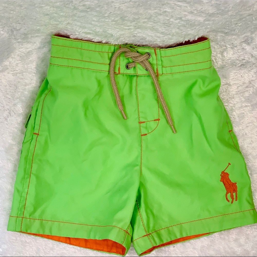 Ralph Lauren boys swim trunk Lime green EUC